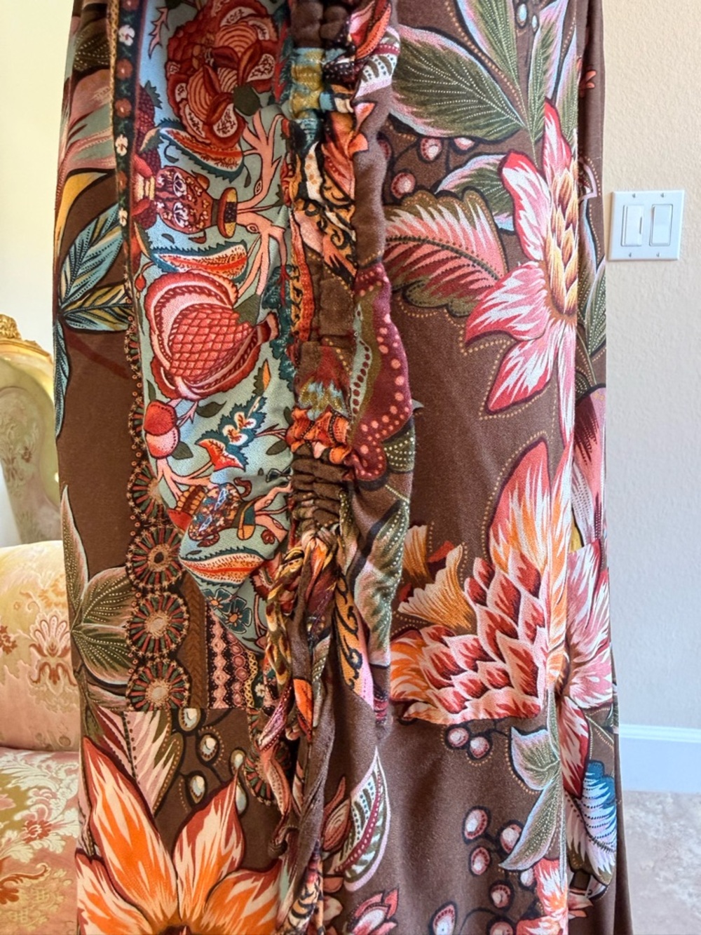 FARM Rio Brown Floral V-Neck Maxi Dress with Multicolor Blooms - Picture 8 of 16